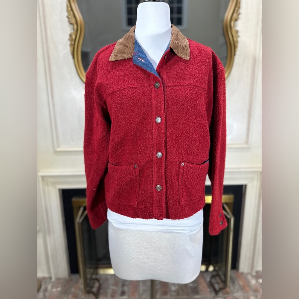 Roughrider by Circle T Vintage Sherpa Western‎ Jacket Red 90s Heritage Ranch